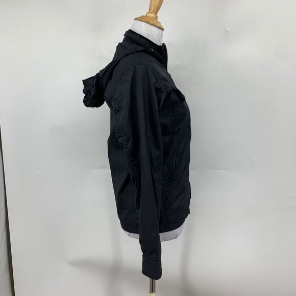 RVCA Jacket Womens S Small Black Bay Breaker Full Zip Hidden Hood Lightweight - Picture 5 of 13